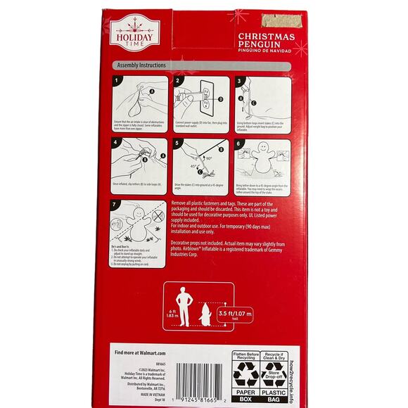 Gemmy Airblown Inflatable Penquin 3.5' Ft Holiday Time Christmas - Picture 3 of 3
